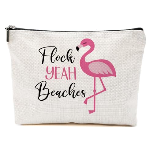 Flamingo-Geschenke, lustige Make-up-Tasche, Flamingo-Vogelliebhaber, Sommer-Kosmetiktasche, Flamingo-Themen-Geschenke, Flamingo-Strand, 9.6*7.1 inch von BQXH