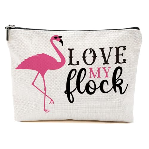 Flamingo-Geschenke, lustige Make-up-Tasche, Flamingo-Vogelliebhaber, Sommer-Kosmetiktasche, Flamingo-Themen-Geschenke, Love Flamingo, 9.6*7.1 inch von BQXH