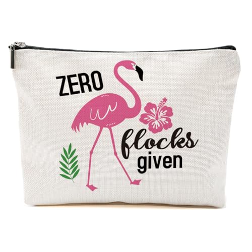 Flamingo-Geschenke, lustige Make-up-Tasche, Flamingo-Vogelliebhaber, Sommer-Kosmetiktasche, Flamingo-Themen-Geschenke, Zero Flock, 9.6*7.1 inch von BQXH