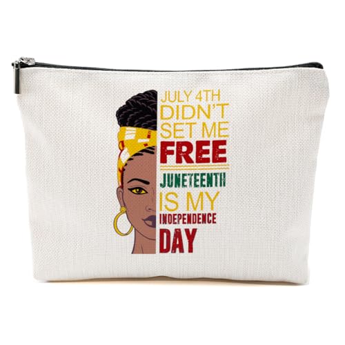 Juneteenth 1865 Black History Month Gifts Make-up-Tasche, afrikanische Kosmetiktasche, schwarzer Unabhängigkeitstag, 4. Juli Didnt Set Me Free, 9.6*7.1 inch von BQXH