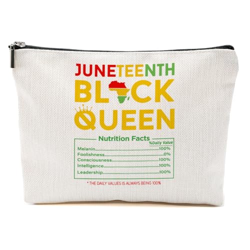 Juneteenth 1865 Black History Month Gifts Make-up-Tasche, afrikanische Kosmetiktasche, schwarzer Unabhängigkeitstag, Afro Queen, 9.6*7.1 inch von BQXH
