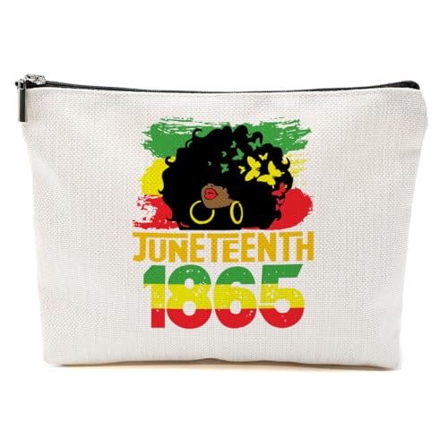 Juneteenth 1865 Black History Month Gifts Make-up-Tasche, afrikanische Kosmetiktasche, schwarzer Unabhängigkeitstag, Afro Women Juneteenth, 9.6*7.1 inch von BQXH