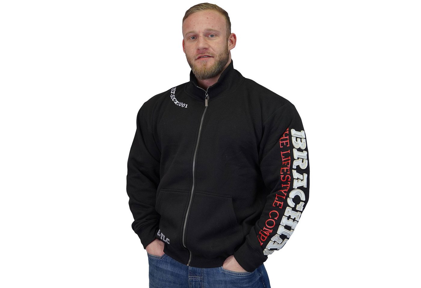 BRACHIAL THE LIFESTYLE COMPANY Trainingsjacke Brachial Zip-Sweater "Gym" schwarz/weiß XL von BRACHIAL THE LIFESTYLE COMPANY