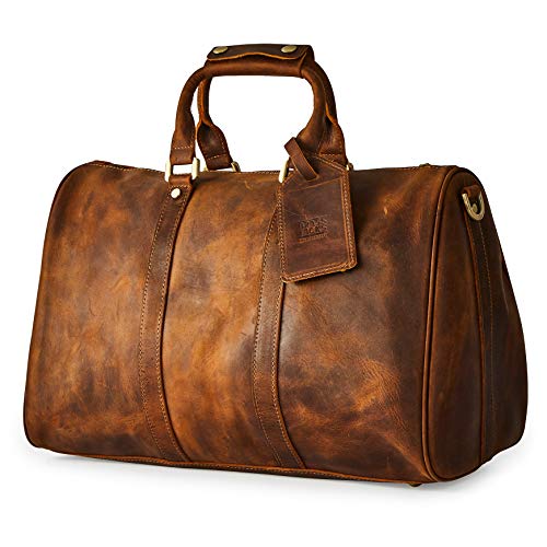 Reisetasche aus Leder Premium Umhängetasche Vintage Handgefertigte Reisegepäck Aktentasche Arbeit Herren Damen (Braun) von BRASS TACKS LEATHERCRAFT