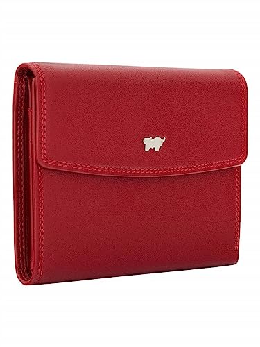 BRAUN BÜFFEL Damen Geldbörse aus echtem Leder Golf 2.0 - mit Druckknopf - Portemonnaie für Frauen - 8 Kartenfächer - Rot von BRAUN BÜFFEL