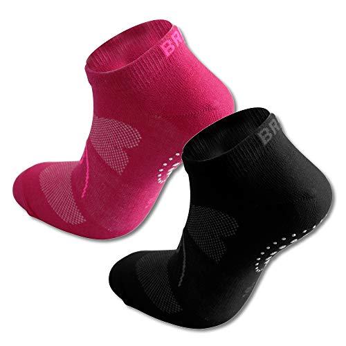 BRBL Socke Grip, atmungsaktiv, leichte Kompression für Erwachsene, Unisex, Schwarz und Fuchsia, Small von BRBL