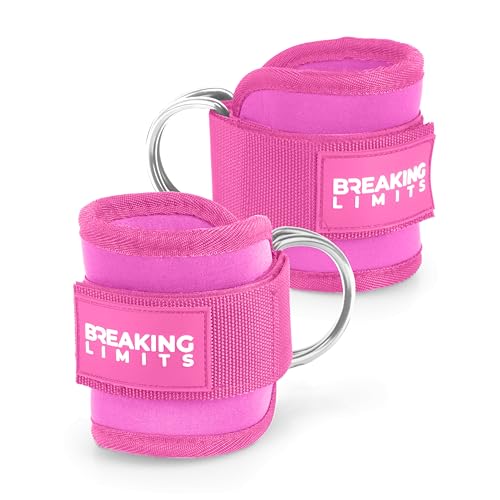 Breaking Limits Fußschlaufen Kabelzug - Fußmanschetten für Fitnessgeräte - Ideal für Krafttraining - Ankle Straps Gym – Rosa von BREAKING LIMITS