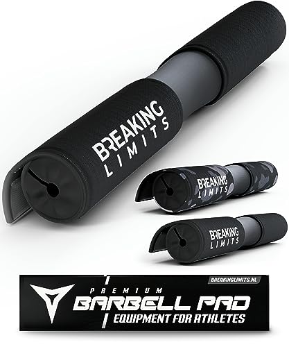 Breaking Limits Langhantel Polster – Hip Thrust Polster für die Hantelstange, Barbell Squat Pad mit Klettverschluss, Fitness Nackenpolster für Kniebeugen (Schwarz) von BREAKING LIMITS