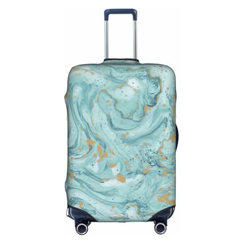 BREAUX Azurite Gepäckschutzhülle, Blaugrün und Folie, Gold, Ölmarmor-Muster, Einheitsgröße, XL, geeignet für Gepäck von 73,3 - 81,3 cm, Azuritblaugrün und Foliengold, Ölmarmor-Muster, XL, Azurit von BREAUX