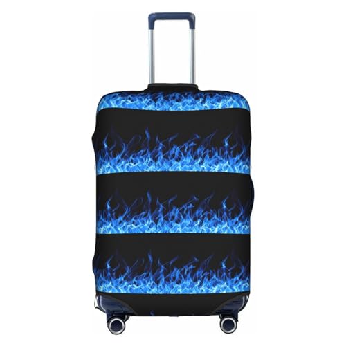 BREAUX Blue Flame Print Gepäckschutzhülle, Einheitsgröße, M, geeignet für Gepäck von 55-61 cm, blaue Flamme, M, Blaue Flamme, M von BREAUX