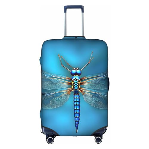 BREAUX Blue Odonata Pattern Print Gepäckschutzhülle, Einheitsgröße, XL, geeignet für Gepäck von 73-81 cm, blaues Odonata-Muster, XL, Blaues Odonata-Muster, XL von BREAUX