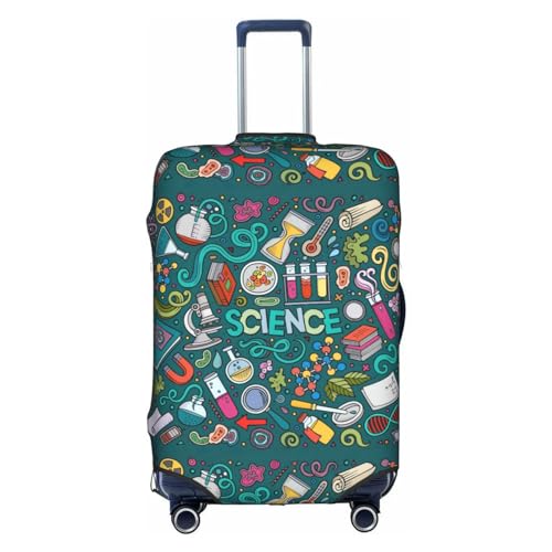 BREAUX Gepäckschutzhülle mit Cartoon-Wissenschaftsthema, Einheitsgröße, M, geeignet für Gepäck von 55,9 - 61 cm, Cartoon-Wissenschaftsthema, M, Cartoon Science Design, M von BREAUX