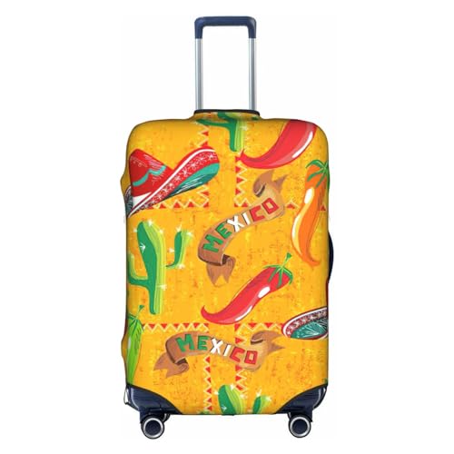 BREAUX Gepäckschutzhülle mit Kaktus-Hut und Chilischoten-Aufdruck, Einheitsgröße, M, geeignet für Gepäck von 55,9 - 61 cm, Kaktushut und Chilischote, M, Kaktushut und Chilischote, M von BREAUX