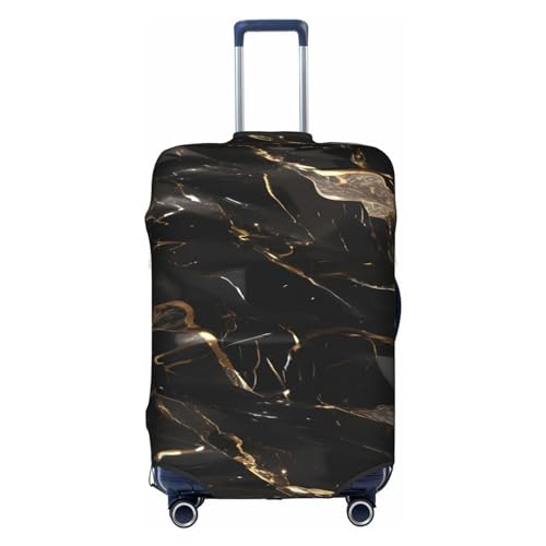 BREAUX Gepäckschutzhülle mit Marmordruck, Einheitsgröße, L, geeignet für Gepäck von 66-71 cm, schwarz-goldener Marmor, L, Schwarz Gold Marmor, L von BREAUX
