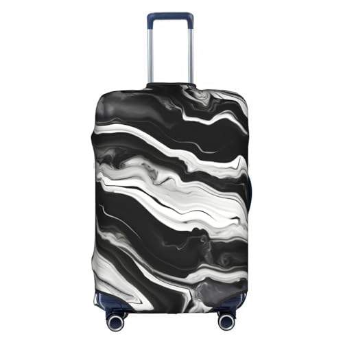 BREAUX Gepäckschutzhülle mit Marmortextur, Einheitsgröße, XL, geeignet für Gepäck von 73,3 - 81,3 cm, schwarz-weiße Marmorstruktur, XL, Schwarz-weiße Marmor-Textur, XL von BREAUX