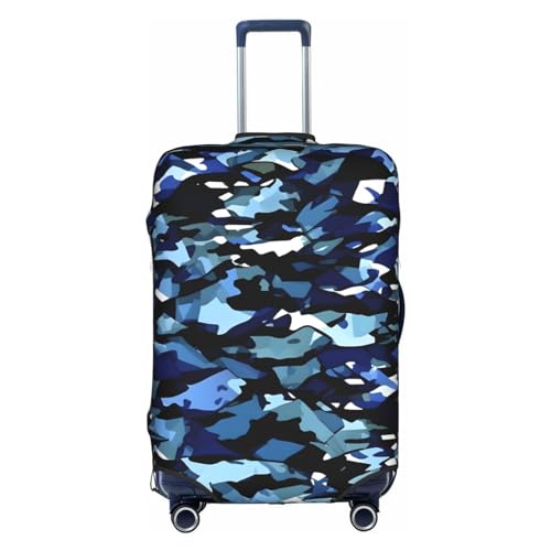 BREAUX Gepäckschutzhülle mit blauem Camouflage-Druck, Einheitsgröße, M, geeignet für Gepäck von 55-61 cm, blauer Camouflage-Druck, M, Blauer Camouflage-Druck, M von BREAUX