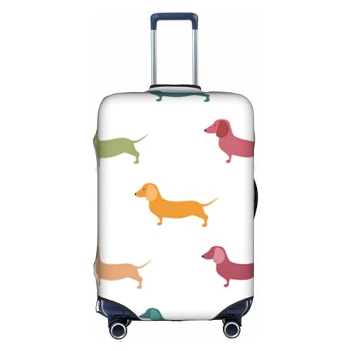 BREAUX Gepäckschutzhülle mit niedlichem Dackel-Aufdruck, Einheitsgröße, L, geeignet für Gepäck von 66-71 cm, süße Dackel-Hunde, L, Niedliche Dackel-Hunde, L von BREAUX