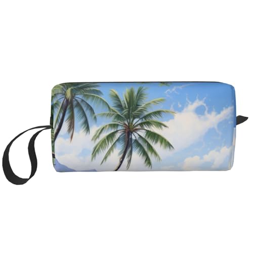 BREAUX Hawaiianischer Strand mit Palmen-Druck, tägliche Aufbewahrungstasche, tragbare einfache Handaufbewahrungstasche, Make-up-Reißverschluss, Reisetasche, Hawaii-Strand mit Palmen2, Einheitsgröße, von BREAUX
