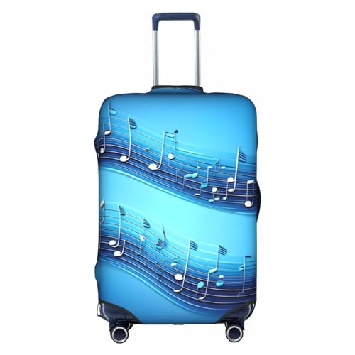 BREAUX Himmelblaue Gepäckschutzhülle mit Musiknoten-Druck, Einheitsgröße, L, geeignet für Gepäck von 66-71 cm, Himmelblaue Musiknoten, L, Himmelblaue Musiknoten, L von BREAUX