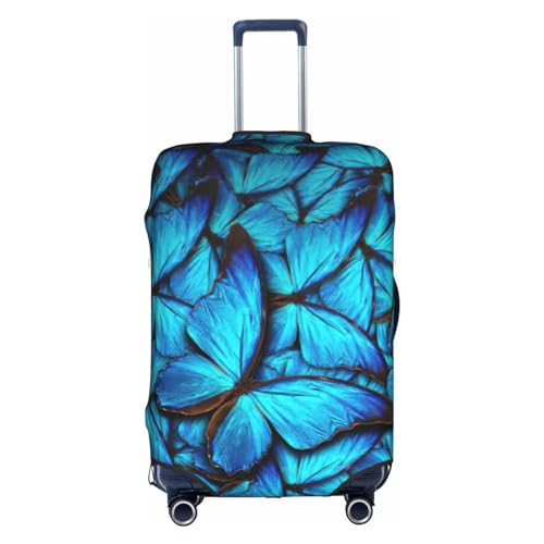 BREAUX Many Blue Butterfly Print Gepäckschutzhülle, Einheitsgröße, M, geeignet für Gepäck von 55-61 cm, viele blaue Schmetterlinge, M, Viele blaue Schmetterlinge, M von BREAUX