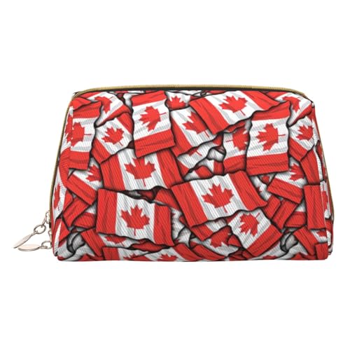 BREAUX Tragbare Kosmetiktasche mit kanadischer Flagge, Leder, tragbare Kosmetiktasche, Clutch, Leder-Kosmetiktasche (klein), kanadische Flagge, Einheitsgröße, Kanadische Flagge, Einheitsgröße von BREAUX