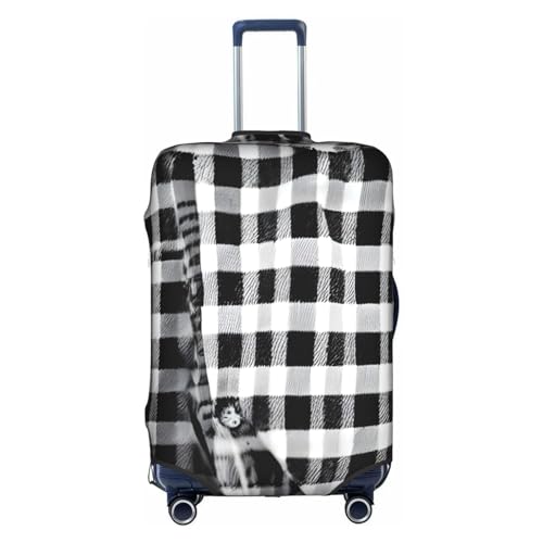 Gepäckschutzhülle mit schwarz-weißem Karomuster, Einheitsgröße, L, geeignet für Gepäck von 66-71 cm, schwarz-weißes Karo, L, Schwarz-Weiß-kariert, L von BREAUX