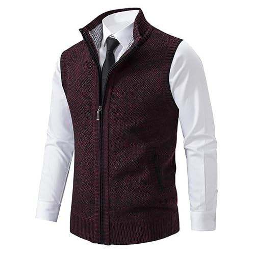 Herren Fleeceweste Work Daily Leisure, Ärmellose Herren Fleeceweste, Fleeceweste für Männer mit Reißverschluss, Herren große und hohe Weste (Red,2XL) von BREAUX