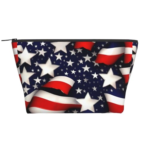 Make-up-Tasche mit amerikanischer Flagge, Sterne, Streifen, Reißverschluss, tragbare Handtasche, modische Make-up-Tasche, amerikanische Flagge, Sterne, Streifen, Einheitsgröße, Amerikanische Flagge von BREAUX