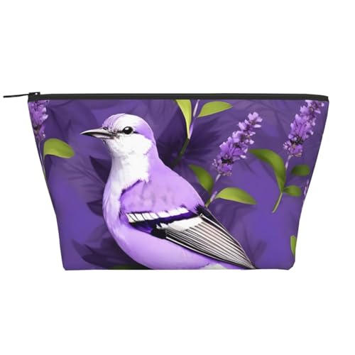 Vogel in lila Lavendel mit Blumendruck, Make-up-Organizer-Tasche, Reißverschluss-Organizer-Tasche, Reise-Handtasche, modische Make-up-Tasche, Vogel in lila Lavendel, Blumen, Einheitsgröße, Vogel in von BREAUX