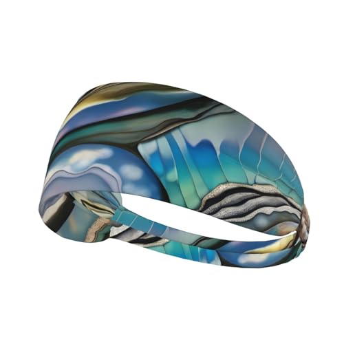 Elastisches Aldult-Stirnband für Damen und Herren, feuchtigkeitsableitend, athletisch, zum Laufen, Trainieren, Abalone-Perlmuttmuster von BROLEO