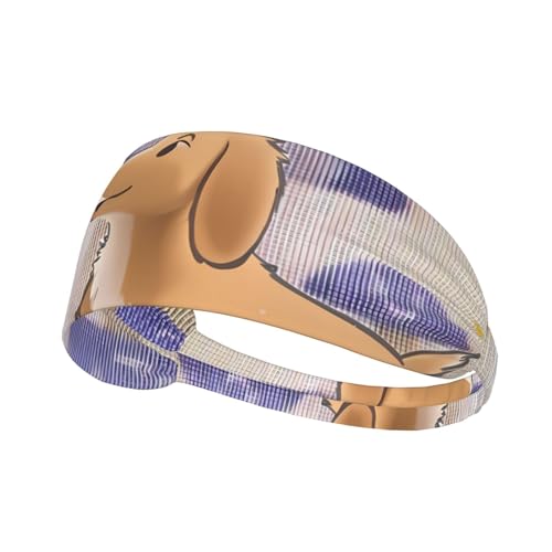 Elastisches Aldult-Stirnband für Damen und Herren, feuchtigkeitsableitend, athletisch, zum Laufen, Trainieren, Cartoon-Pilz mit Hundemuster von BROLEO