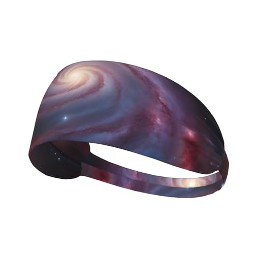 Elastisches Aldult-Stirnband für Damen und Herren, feuchtigkeitsableitend, athletisch, zum Laufen, Trainieren, Galaxie-Bild von BROLEO