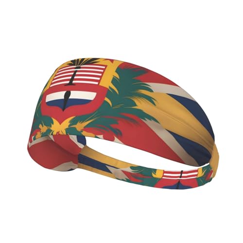 Elastisches Aldult-Stirnband für Damen und Herren, feuchtigkeitsableitend, athletisch, zum Laufen, Trainieren, Hawaii-Flaggenmuster von BROLEO