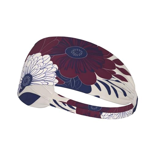 Elastisches Aldult-Stirnband für Damen und Herren, feuchtigkeitsableitend, athletisch, zum Laufen, Trainieren, kastanienbraun und marineblau von BROLEO