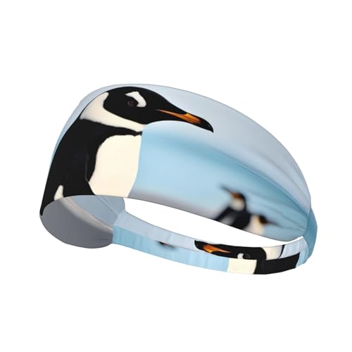 Elastisches Aldult-Stirnband für Damen und Herren, feuchtigkeitsableitend, athletisch, zum Laufen, Trainieren, niedliches Pinguinbild von BROLEO