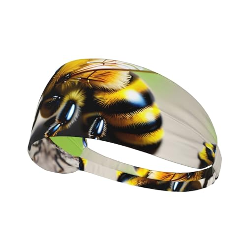 Elastisches Aldult-Stirnband für Damen und Herren, feuchtigkeitsableitend, athletisch, zum Laufen, Trainieren, niedliches kleines Bienenmuster von BROLEO
