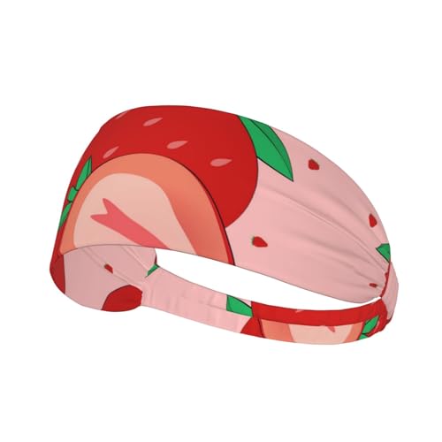Elastisches Aldult Übungs-Stirnband für Damen und Herren, feuchtigkeitsableitend, athletisch, zum Laufen, Trainieren, Cartoon-Erdbeerbild von BROLEO