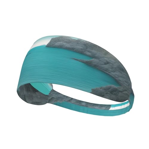 Elastisches Aldult Übungs-Stirnband für Damen und Herren, feuchtigkeitsableitend, athletisch, zum Laufen, Trainieren, Cyan-Bild von BROLEO
