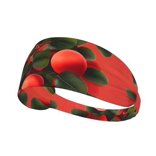 Elastisches Aldult Übungs-Stirnband für Damen und Herren, feuchtigkeitsableitend, athletisch, zum Laufen, Training, rotes Aprikosenmuster von BROLEO