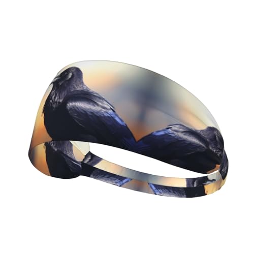 Elastisches Sport-Stirnband, Haarband, BROLEO Ravens Print, schnell trocknend, Feuchtigkeitstransport von BROLEO