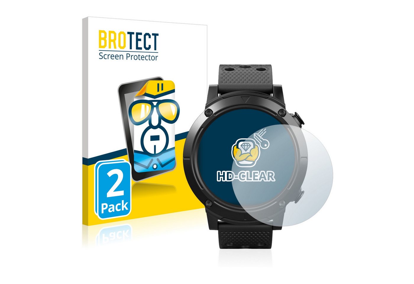 BROTECT Schutzfolie für SilverCrest Smartwatch Sport, Displayschutzfolie, 2 Stück, Folie klar von BROTECT