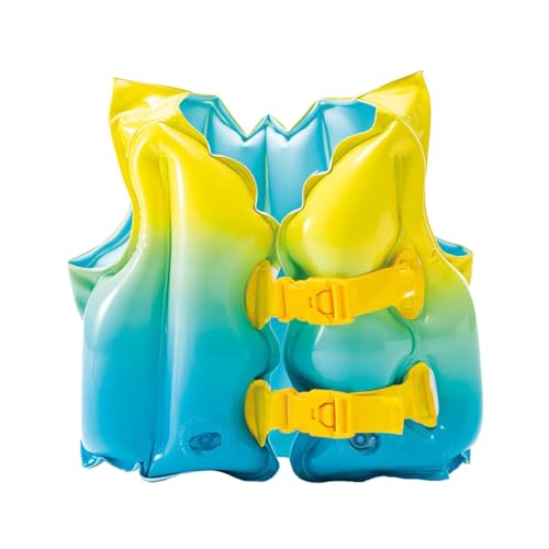 BRTNUP Kinder Schwimmweste Aufblasbare Schwimm Weste PVC Schwim Jacket Schwimmhilfe Auftriebsweste Badeanzug Bademode Schwimmtraining Badeweste für Jungen Mädchen 3-6 Jahre (Blau Gelb) von BRTNUP