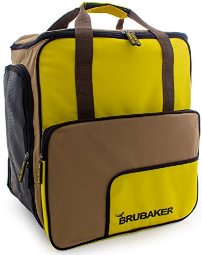 BRUBAKER Skischuhtasche Helmtasche Skischuhrucksack Superfunction Braun Gelb - Limited Edition - von BRUBAKER