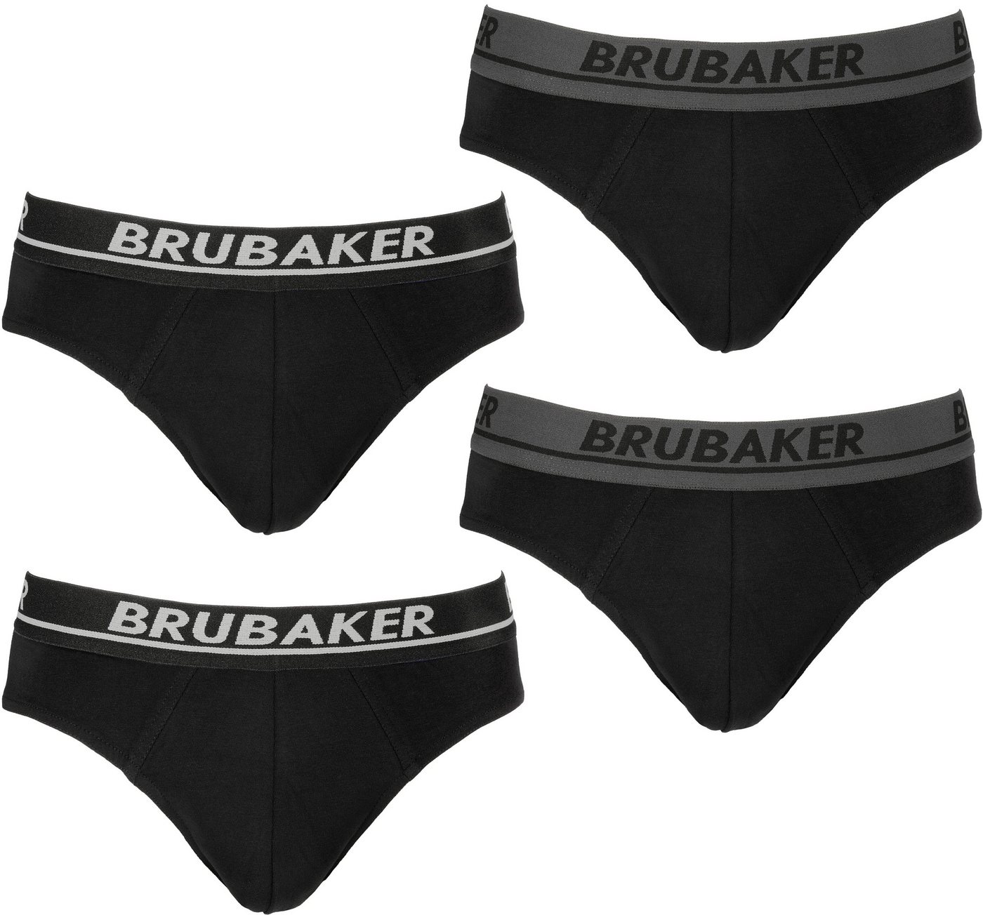 BRUBAKER Slip 4er Pack Herren Komfort Unterhosen mit elastischem Bund (Mehrfachpackung, 4-St., 4er-Pack) Männer Slips Stretch Unifarben Unterwäsche von BRUBAKER