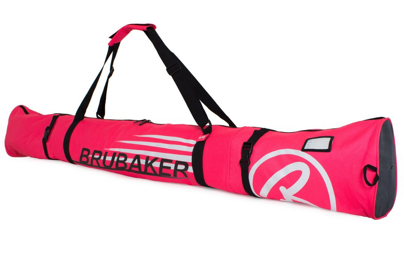 BRUBAKER Skitasche Carver Champion Ski Tasche - Pink (Skibag für Skier und Skistöcke, 1-tlg., reißfest und schnittfest), gepolsterter Skisack mit Zipperverschluss von BRUBAKER