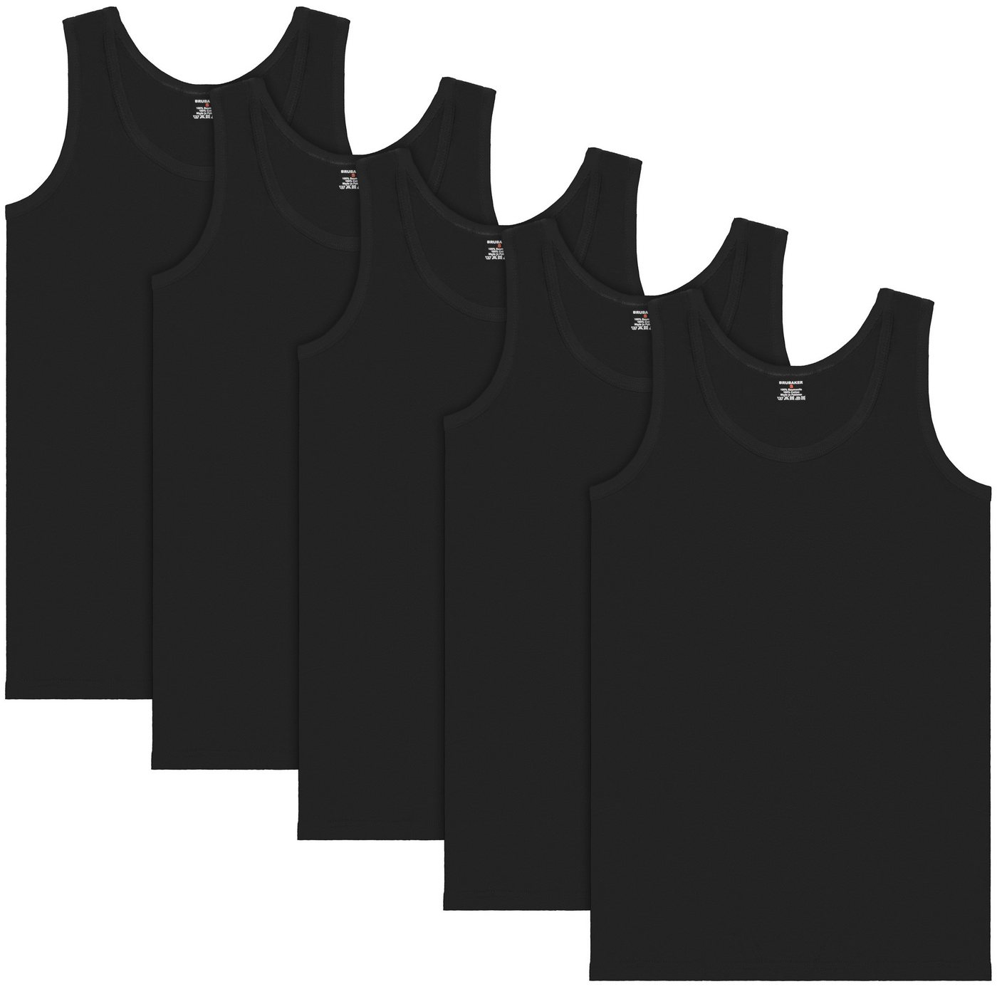 BRUBAKER Tanktop Classic Herren Unterhemd Tank Top (5er-Pack) Schlichtes Basic Achselshirt aus hochwertiger Baumwolle (glatt), Extra Lang, Nahtlos von BRUBAKER