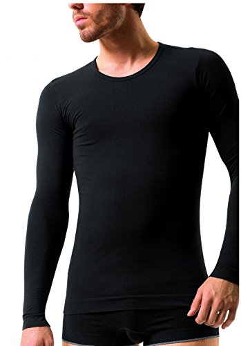 BRUBECK® 2X LS01120 Comfort Cotton Herren Shirt | Trikot | Lang | Klassisch | Fein | Nahtlos | PerfectFit | Körperbetont, Größe:XL;Farbe:schwarz von BRUBECK