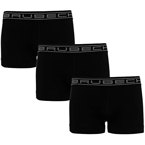 BRUBECK Boxer Männerunterhose schwarz 3er Pack | Herren Retropants atmungsaktiv | Unterwäsche nahtlos | Unterhose schnell trocknend | Underpants | 80% Baumwolle | Gr. L, Black | BX10050A von BRUBECK