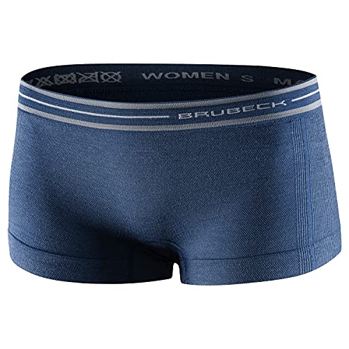 BRUBECK Damen Boxershorts | Atmungsaktiv | Sport | Fitness | Unterhose | Funktionsunterwäsche | Panty | 41% Merino-Wolle | BX10860, Gr.:M Blaue Jeans von BRUBECK