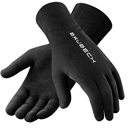 BRUBECK Handschuhe Joggen Damen & Herren | Running Gloves Women Men | Schwarze Laufhandschuhe nahtlos atmungsaktiv | Sporthandschuhe anatomisch | 54% Merino | Gr. S - M | Schwarz | GE10020 von BRUBECK